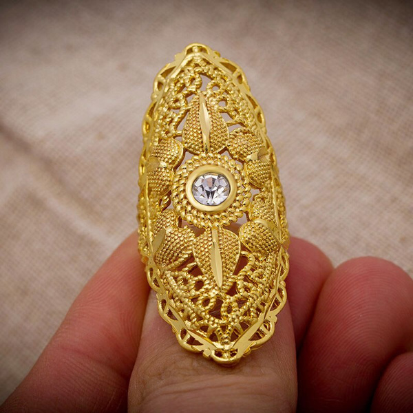 Charming Nakshi Floral Gold Umbrella Ring