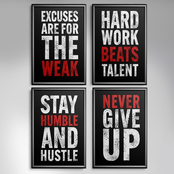 4 Panel Inspirational Encouraging Quotes Spray paint effect Canvas ...