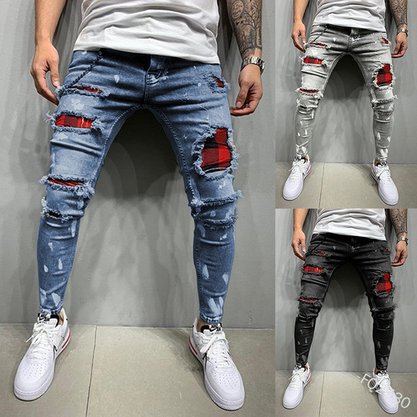 Buy Mens Ripped Jeans Slim Fit Skinny Stretch Jean for Men Tapered Leg  Denim Pants, Blue 2208, 28 at Amazon.in