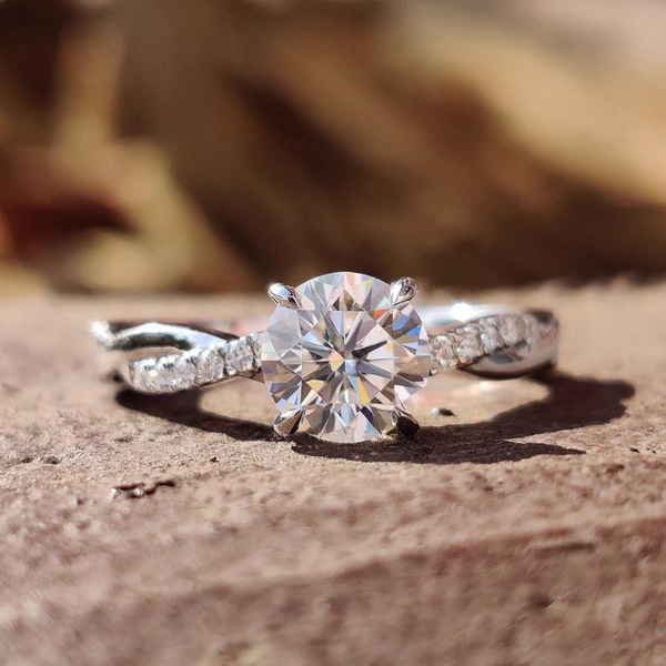 Moissanite engagement deals ring twisted band