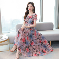 Summer, short sleeve dress, long dress, Dress