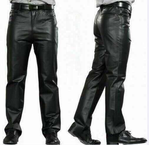 leather pants men's fashion casual 