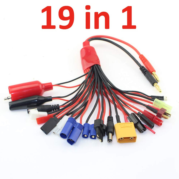 AUTOUTLET RC Lipo Battery Charger Adapter Connector Splitter Wire 8 In 1 Octop Convert Cable To 4.0mm Banana Plug Lead Cable For TRX,T- Plug, Futaba, Tamiya Mini, XT60, EC3, JST, Tamiya
