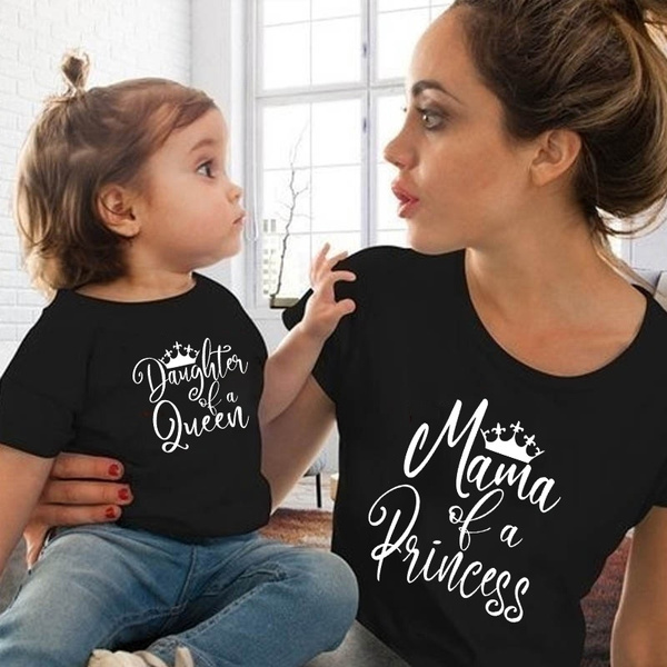 Mother and Daughter Clothes Love Print Short Sleeve T-Shirts Tops Blouse 