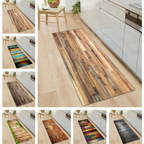 Kitchen Floor Mat Bedroom Living Room Carpet Entrance Doormat Wood Pattern Rugs 