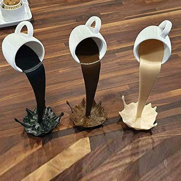 Spilling Coffee Floating Cup Resin Statue