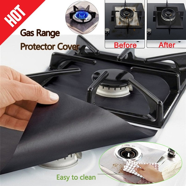 4Pcs Gas Stove Cooker Protectors Cover Liner Clean Mat Pad Gas Burner
