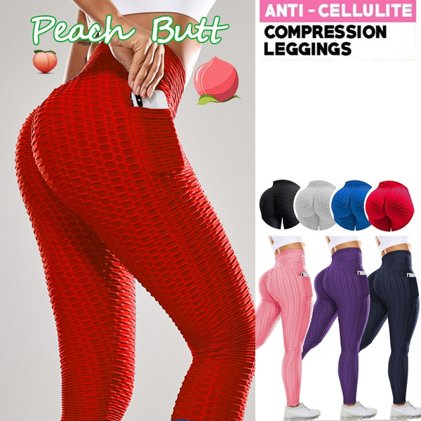 Womens High Waist Yoga Pants Anti Cellulite Leggings Workout Push Up  Compression