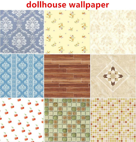 Transforming an IKEA FLISA-type doll house using wallpaper