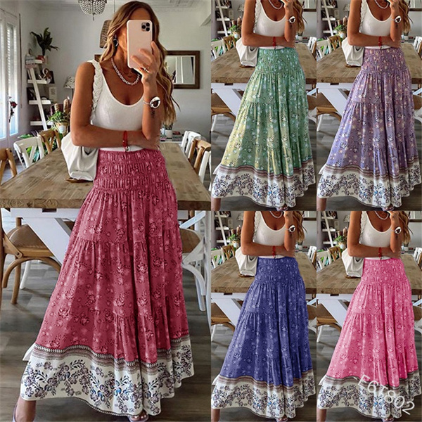 plus size boho maxi skirt