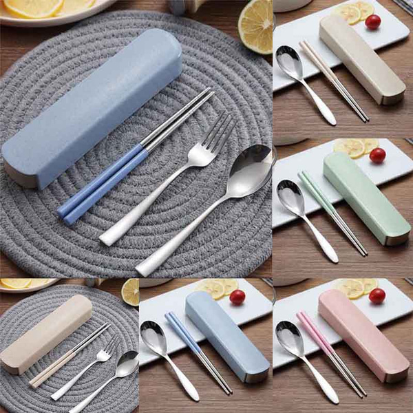 Portable Utensils Set with Case, 3-piece Stainless Steel Portable