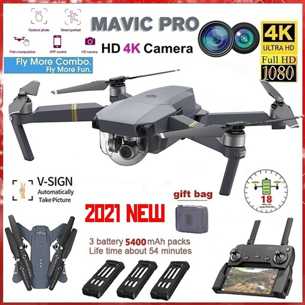 2021 Upgrade Top Quality Dji Mavic Pro Clone!! 3 Batteries Packs 5400 MAh  54 Mins Flight Big Size Profesional Camera Clone Dji Mavic Pro Upgraded  1080P FPV HD Camera RC Drone Gravity