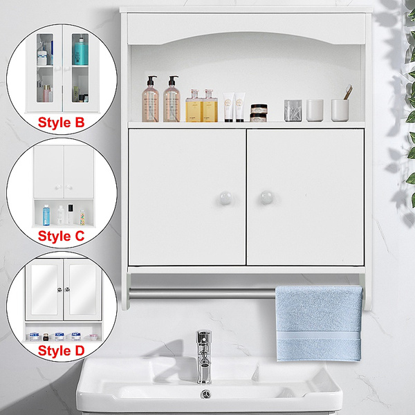 Tiers Wall Mounted Bathroom Cabinet, Bathroom Storage Wall Cabinet With Towel Bar
