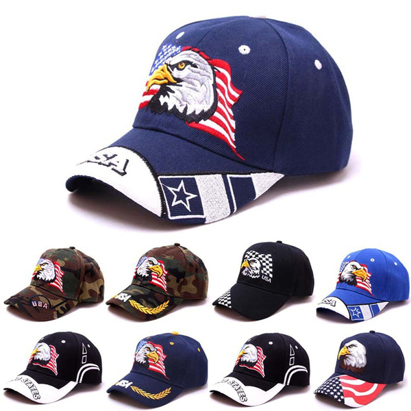 New Patriotic Eagle And American Flag Baseball Cap Usa 3D