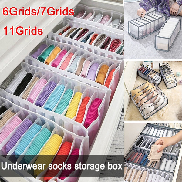 Useful Bras Socks Panties Underwear Storage Box Home Bedroom Folding  Cabinet Organizer Drawer 6 Grids/7 Grids/11 Grids