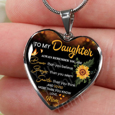 Heart, necklacethanksgivingdaygiftdaughter, youarelovedmorethanyouknownecklace, Sunflowers