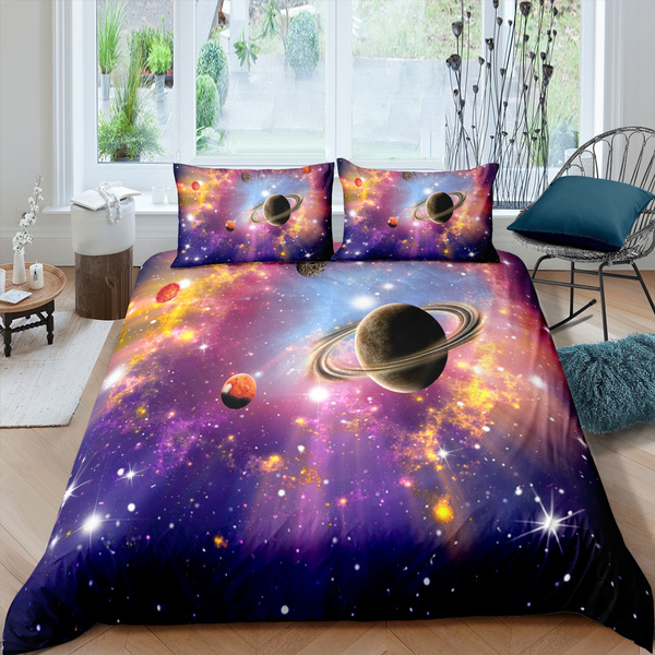 3D Cosmic Planet Bedding Set Space Galaxy Duvet Cover and Pillowcase 2 ...