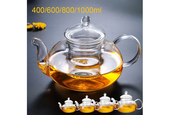 780ml Frosted Heat-Resistant Flower Tea Clear Glass Teapot Kettle Drinkware  Pot
