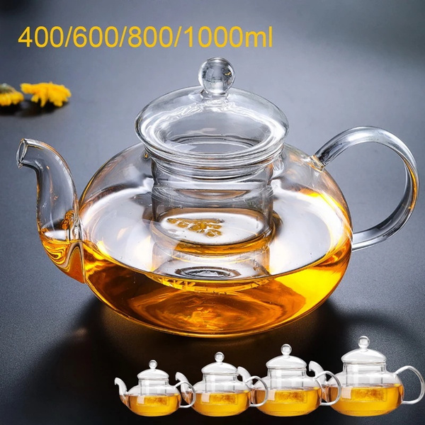 1000ml Heat Resistant Glass Tea Pot,Glass Teapot with Infuser Tea Leaf  Herbal Coffee pot tea set Practical Bottle Flower TeaCup