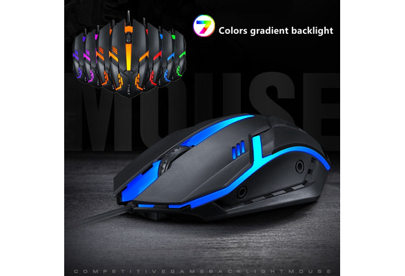 T-WOLF V1 Wired Gaming Mouse 3 Button 7 Colorful Backlight Gaming Office Mouse Built-in Weights for Laptop/PC | Wish