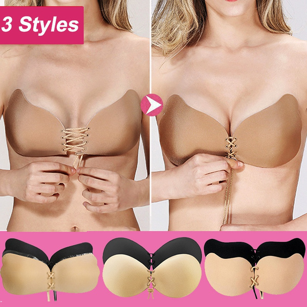 3 Styles Women Invisible Silicone Bra Self Adhesive Sticky Gel