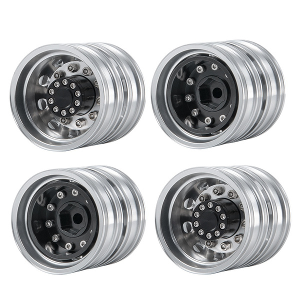 4pcs Aluminum Alloy Rear Tractor Trailer Wheel Rims For 1/14 Tamiya ...