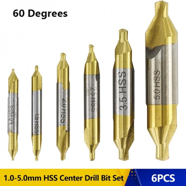 6PCS Countersink Combined Mill HSS High Speed Steel Bit Center Drill Lathe Tool