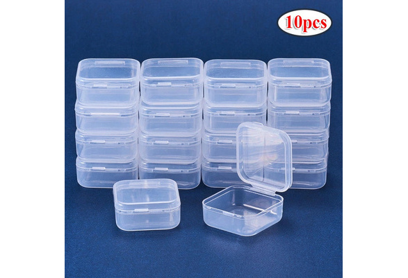 10pcs Small Boxes Square Transparent Plastic Jewelry Storage Case