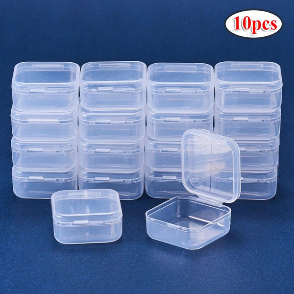10Pcs Clear Plastic Transparent With Lid Small Storage Box Collection Container