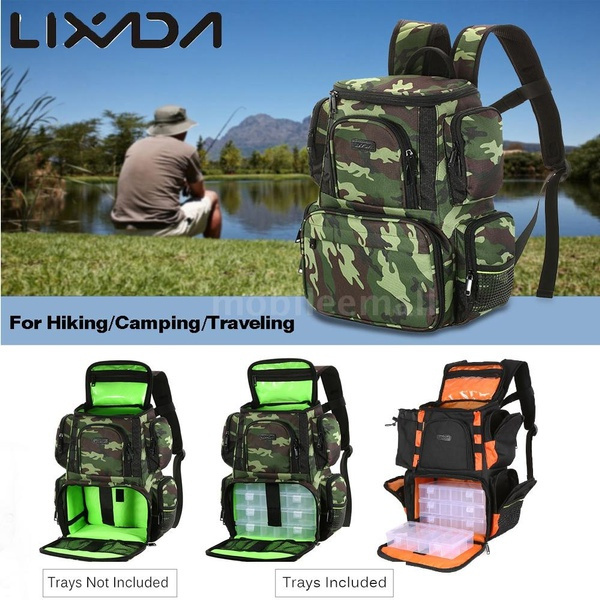 Fishing Tackle Backpack with 4 Trays Tackle Boxes Included, Large