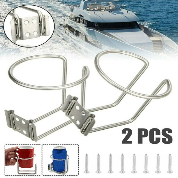 New 2pcs Stainless Steel Boat Ring Cup Drink Holder For Boat Marine Yacht Wish