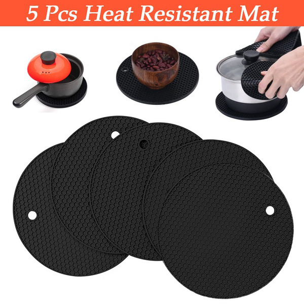 Silicone Pot Holder And Oven Mitts,Multipurpose Non-Slip Insulation  Honeycomb Rubber Hot Pads Trivet 