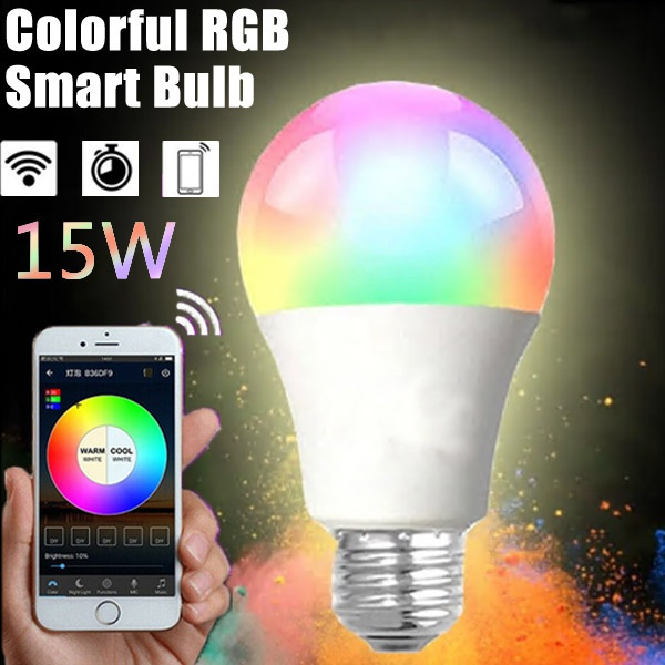 1PCS 15W Smart Wifi LED Bulb Dimming Light Bulb RGB CW Smart Light Bulb ...