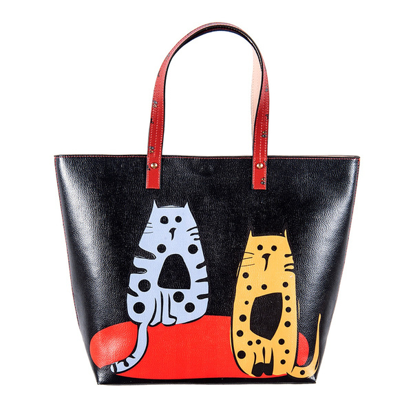 Black Cat Leatherette Crossbody Bag