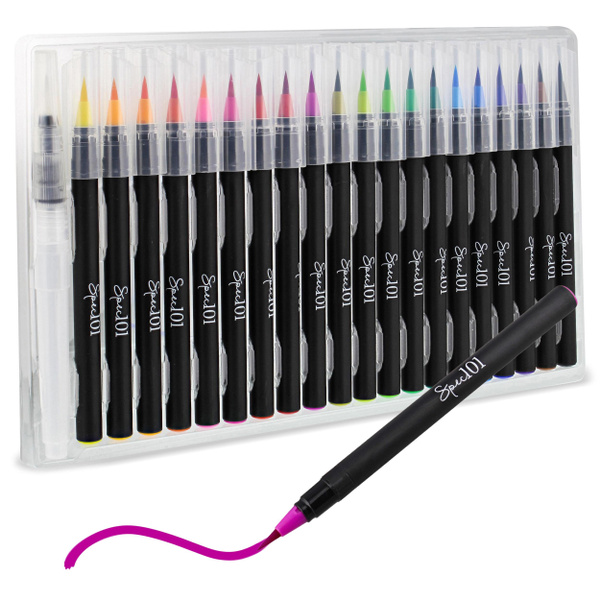 Spec101 Watercolor Pens Brush Set - 20 Watercolor Brush Markers and Blend  Pen