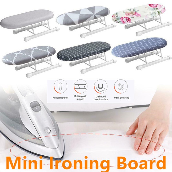 Genericl Mini Ironing Board with Folding Legs Dark Blue Grid Foldable Cuffs Collars Ironing Table for Home Travel Use Small Sleeve Ironing Board,Table Top Ironing Board 