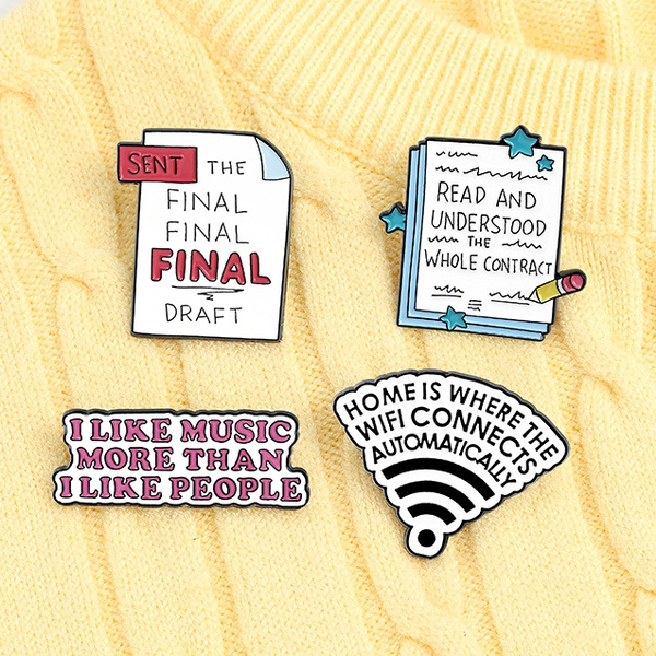 4 Styles To Do List Enamel Pins Humor Funny Quote Brooches Bag