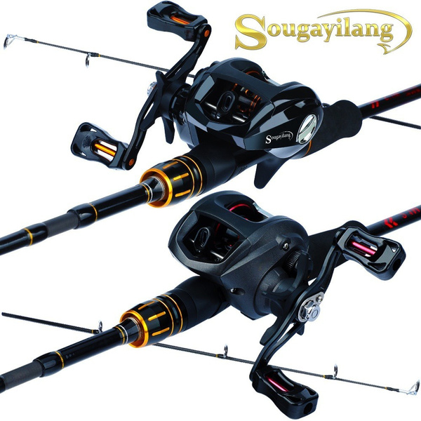 Sougayilang Fishing Rods and Reels 2.1m/2.4M Casting Fishing Rod Reel Set 5  Sections Baitcasing Rod and 12+1 BB Casting Reel