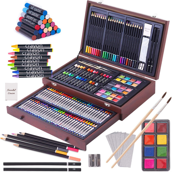 143 Piece Deluxe Art Set, Paint Set in Portable Wooden Case，Professional  Art Kit，Art Supplies for Adults，Teens and Artist， Painting, Drawing & Art