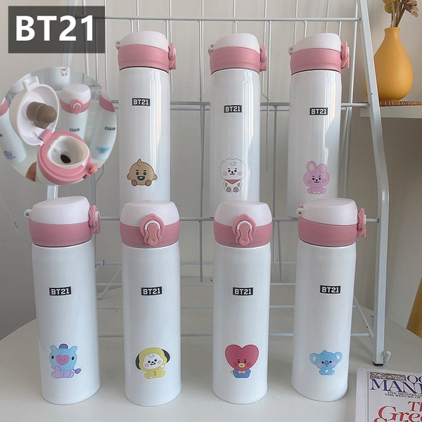 500ML KPOP BTS BT21 Stainless Steel Bottle Intelligent Temperature  Measurement Tea Cup Mug Travel Insulated Container Office Water Bottle