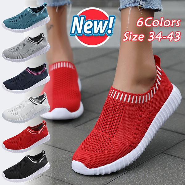 Running Casual Shoes Women's Outdoor Breathable Lightweight Slip-on Gym Sneakers 