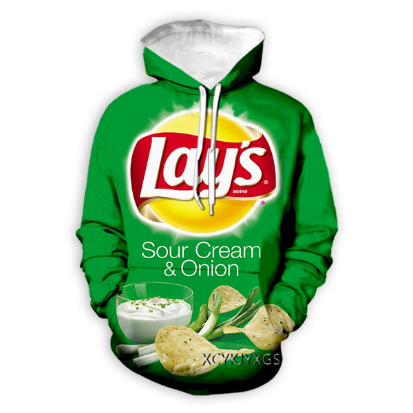 New 3D Print Potato Chips Lays Snack Candy Packaging Hoodies Men 
