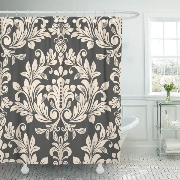 Grey and store brown shower curtain