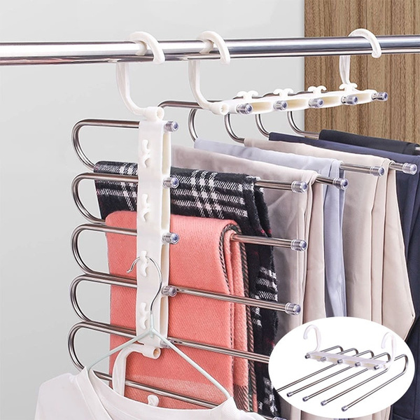 5 In 1 Adjustable Pants Hangers, Multi-Layer Hanger Made of Plastic ...