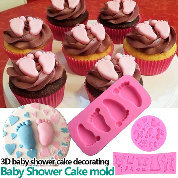 3D Silicone Baby Shower Party Fondant Chocolate Molds DIY Cake