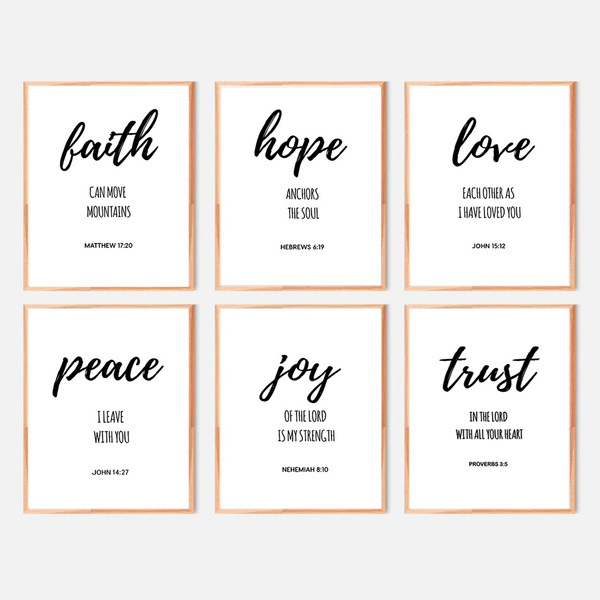 6 Panels Set Modern Design Bible Verse Posters Quotes Wall Decoration ...