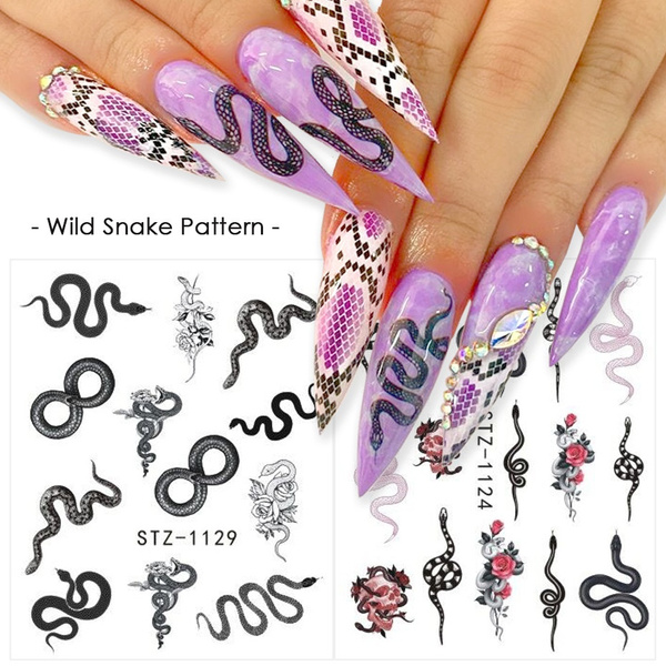 Pink Snake Nail Art Nail Stickers