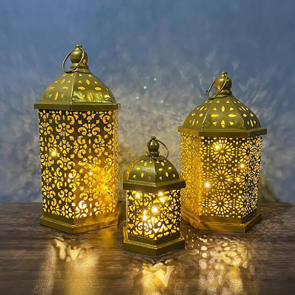 2021 New Ramadan Lanterns Lamp LED Eid Mubarak Decor Lights Ramadan Kareem  Decoration For Home Muslim Islam Festival Party Supplies