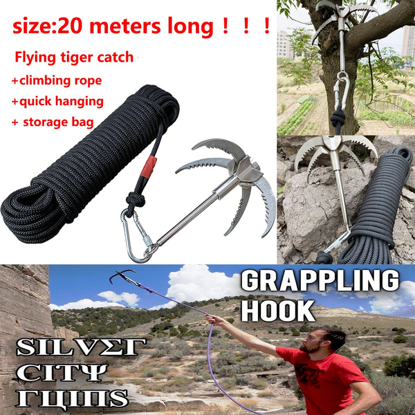 2021 Grappling Hook for Outdoor Tree Rock Climbing In Spring and Summer,  Stainless Steel Folding Survival 4 Claws