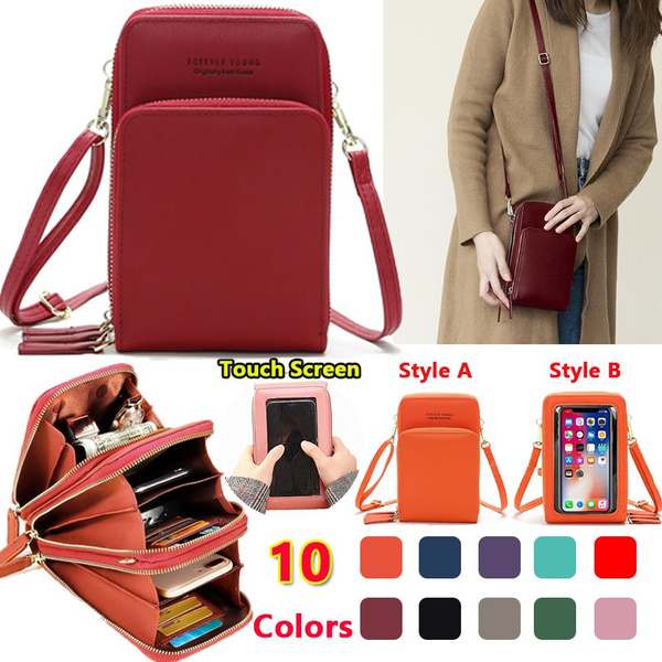 Touch screen waterproof discount leather crossbody phone bag